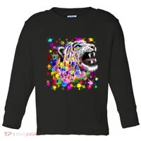 Leopard Cat Psychedelic Paint Splats Toddler Long Sleeve thumb 0