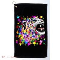 Leopard Cat Psychedelic Paint Splats Golf Towel thumb 0