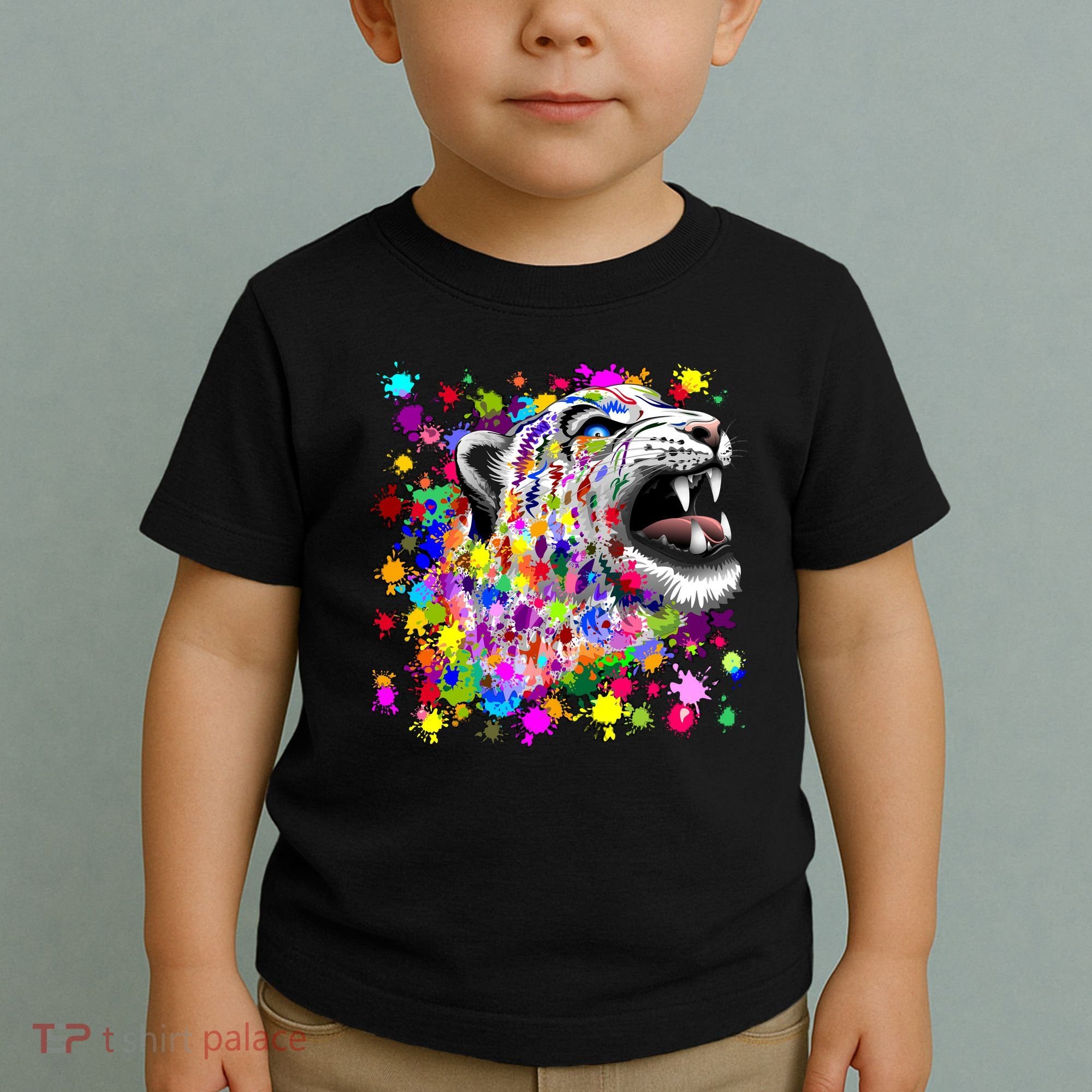 Leopard Cat Psychedelic Paint Splats Toddler T-Shirt