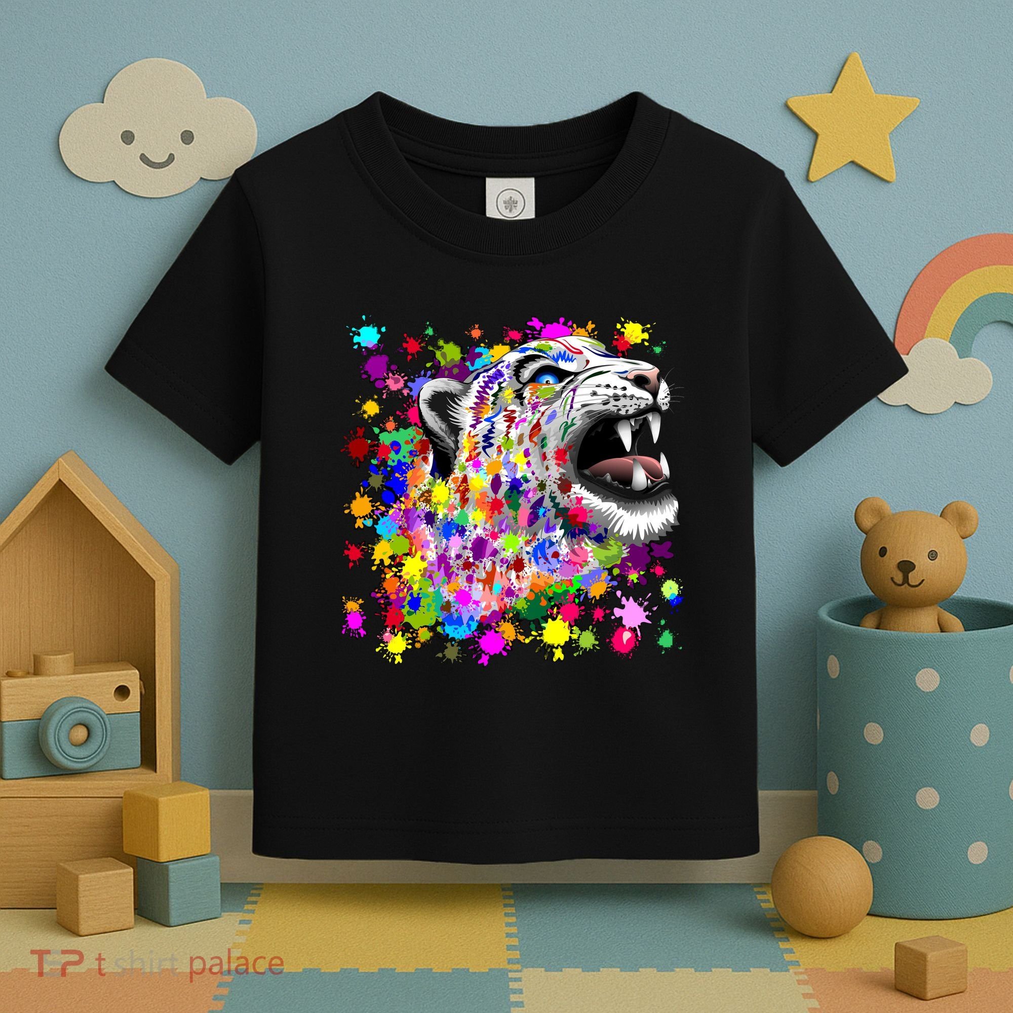 Leopard Cat Psychedelic Paint Splats Toddler T-Shirt