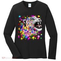 Leopard Cat Psychedelic Paint Splats Women's Long Sleeve Shirt thumb 0