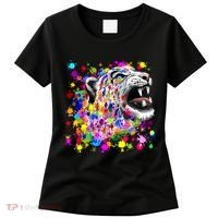 Leopard Cat Psychedelic Paint Splats Women's T-Shirt thumb 0