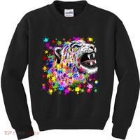 Leopard Cat Psychedelic Paint Splats Kids Sweatshirt thumb 0