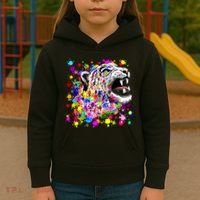 Leopard Cat Psychedelic Paint Splats Kids Hoodie thumb 3