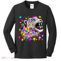 Leopard Cat Psychedelic Paint Splats Kids Long Sleeve Shirt thumb 0