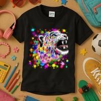 Leopard Cat Psychedelic Paint Splats Kids T-Shirt thumb 3