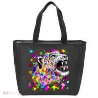 Leopard Cat Psychedelic Paint Splats Tote Bag thumb 0