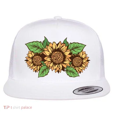 Leopard Flowers Flat Bill Trucker Hat