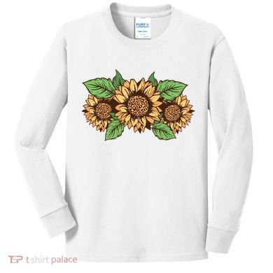 Leopard Flowers Kids Long Sleeve Shirt