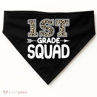 Leopard Print 1st Grade Squad USA-Made Doggie Bandana