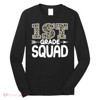 Leopard Print 1st Grade Squad Long Sleeve Shirt
