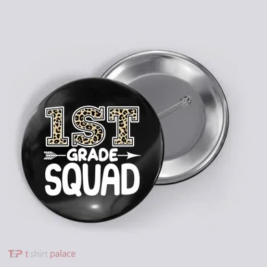Leopard Print 1st Grade Squad Button
