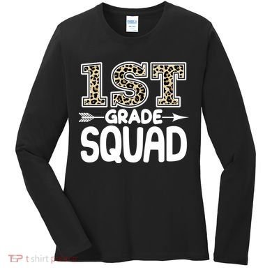 Leopard Print 1st Grade Squad Women's Long Sleeve Shirt