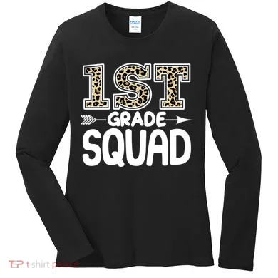 Leopard Print 1st Grade Squad Women's Long Sleeve Shirt