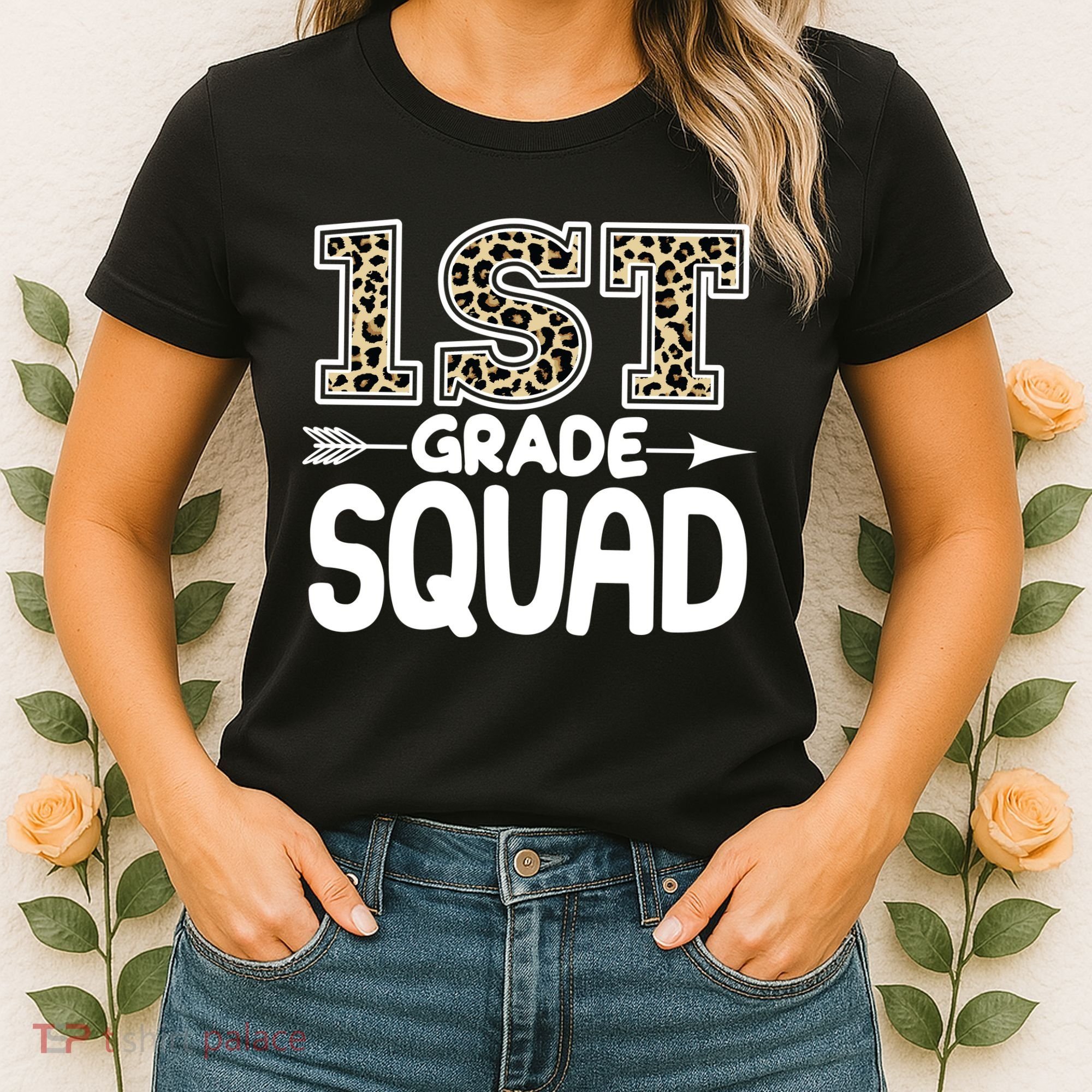 Leopard Print 1st Grade Squad Women's T-Shirt