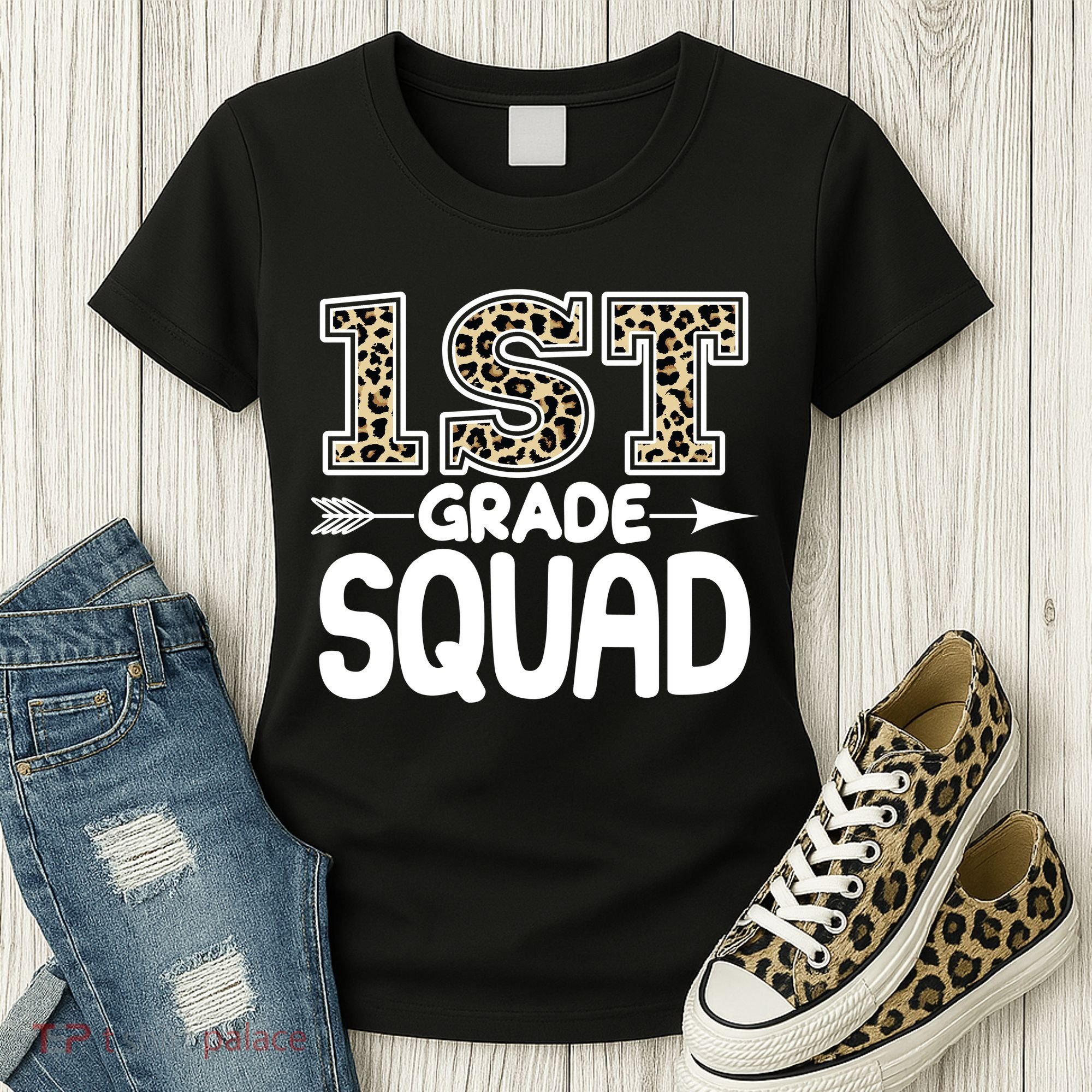 Leopard Print 1st Grade Squad Women's T-Shirt