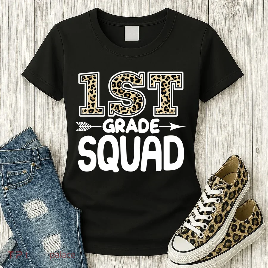 Leopard Print 1st Grade Squad Women's T-Shirt