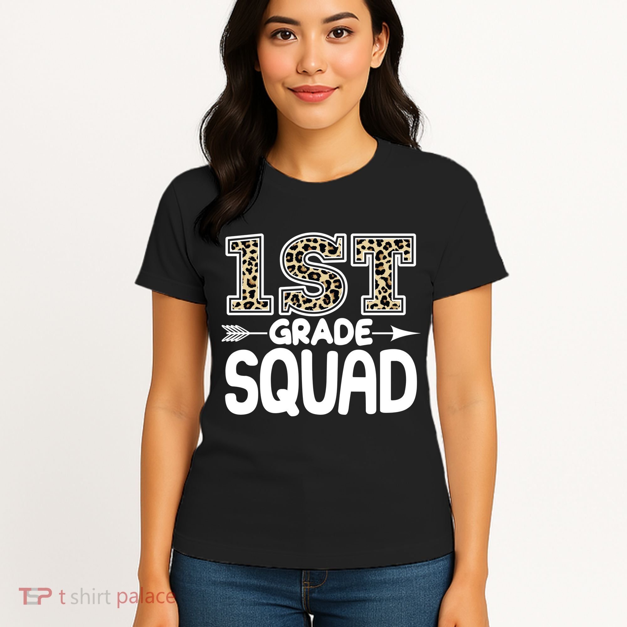 Leopard Print 1st Grade Squad Women's T-Shirt