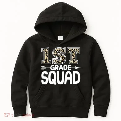 Leopard Print 1st Grade Squad Kids Hoodie