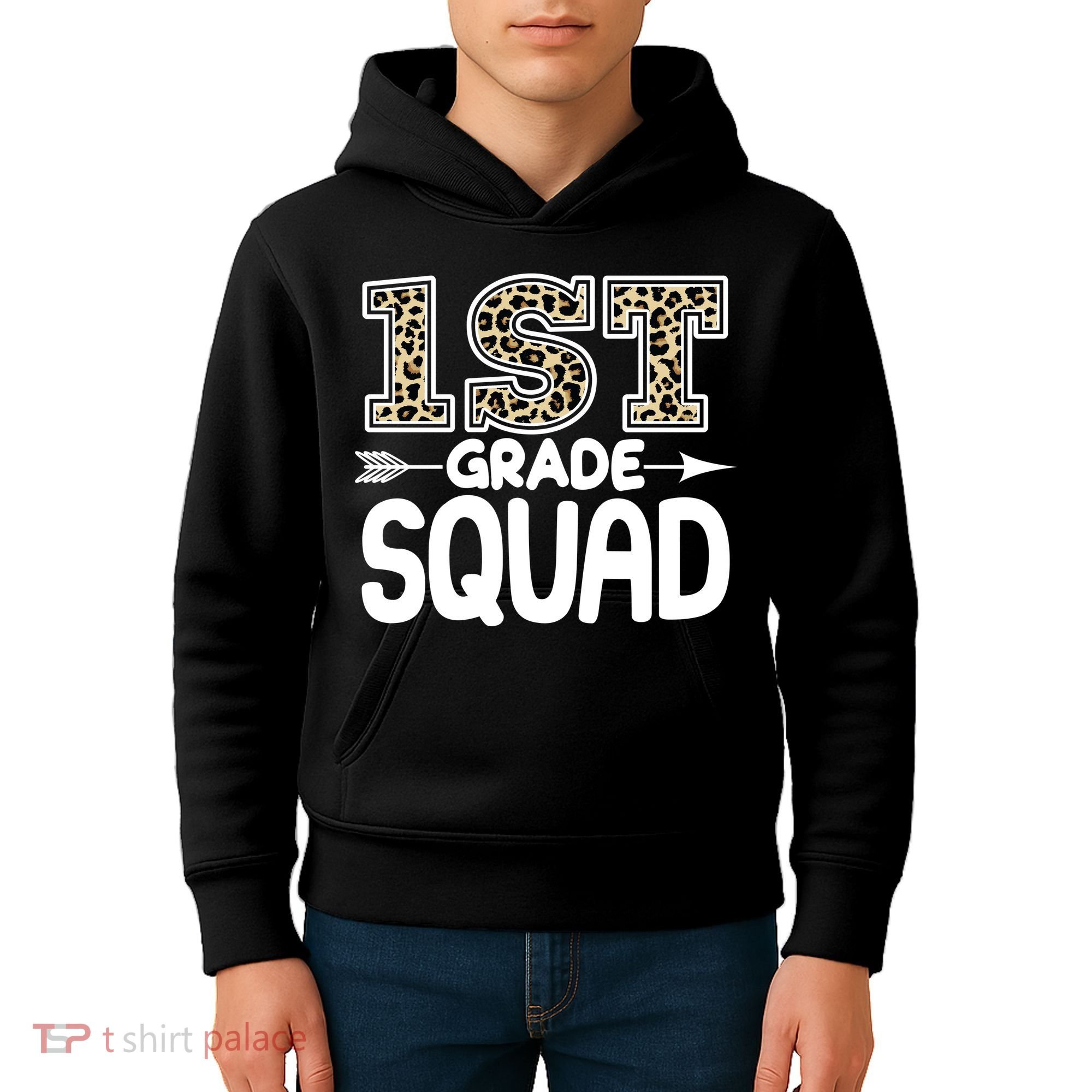 Leopard Print 1st Grade Squad Kids Hoodie