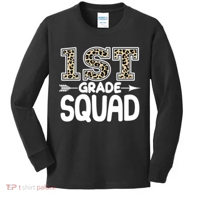 Leopard Print 1st Grade Squad Kids Long Sleeve Shirt