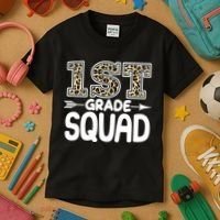 Leopard Print 1st Grade Squad Kids T-Shirt thumb 3