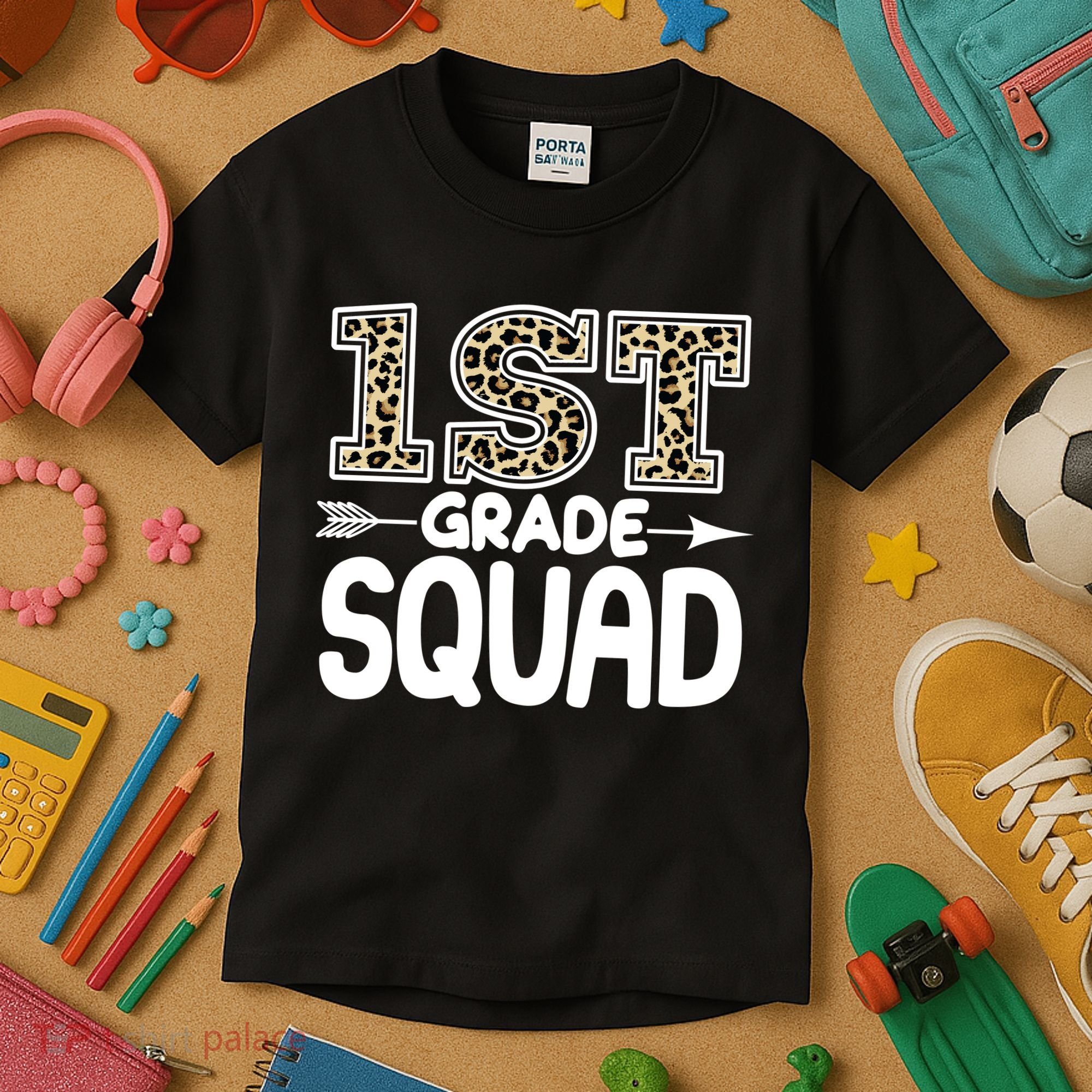 Leopard Print 1st Grade Squad Kids T-Shirt