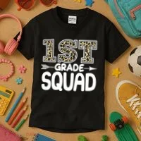 Leopard Print 1st Grade Squad Kids T-Shirt thumb 3