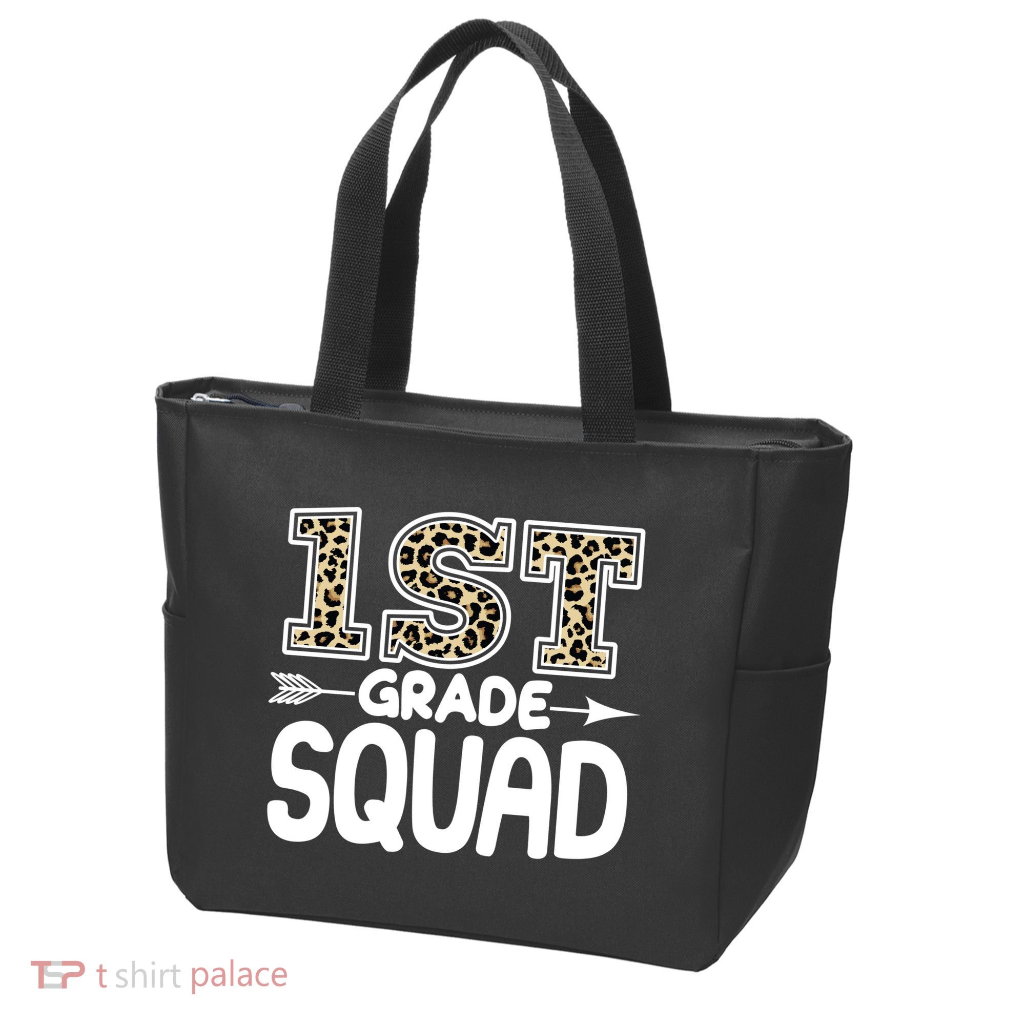 Leopard Print 1st Grade Squad Tote Bag