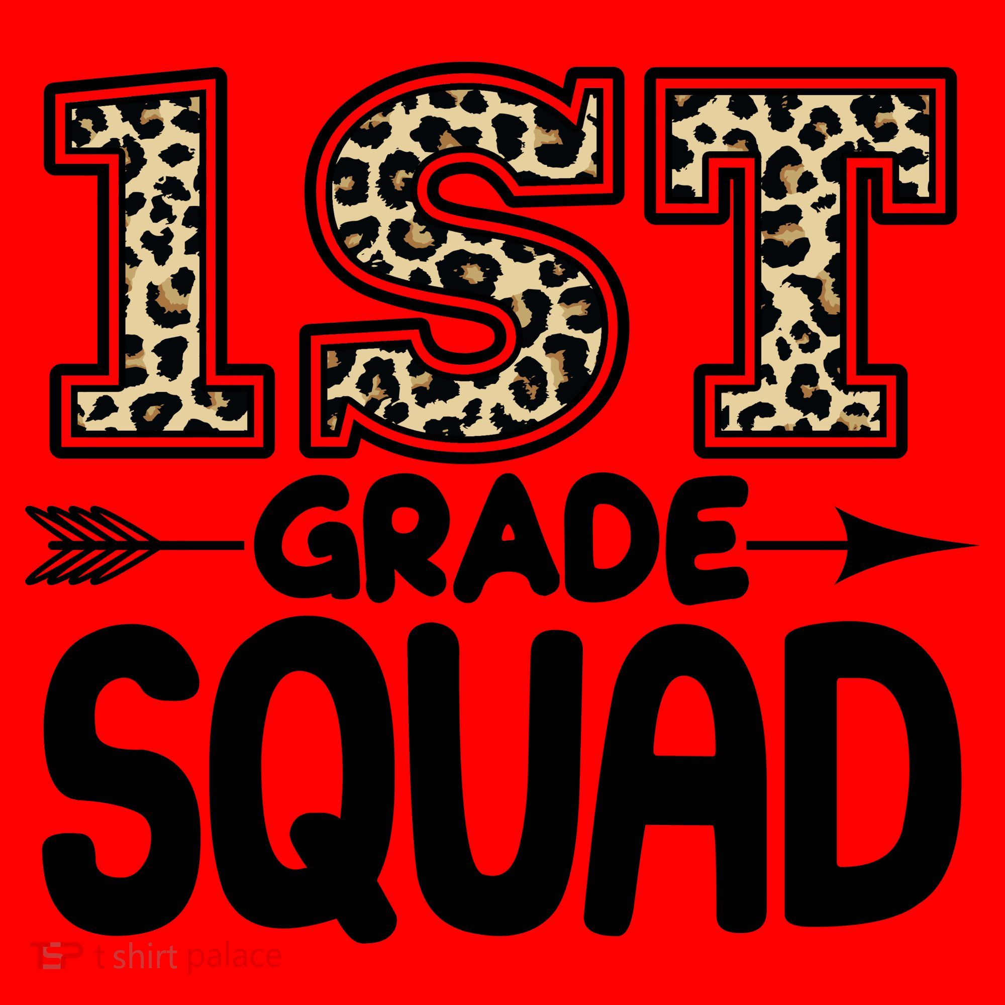 Leopard Print 1st Grade Squad Santa Hat