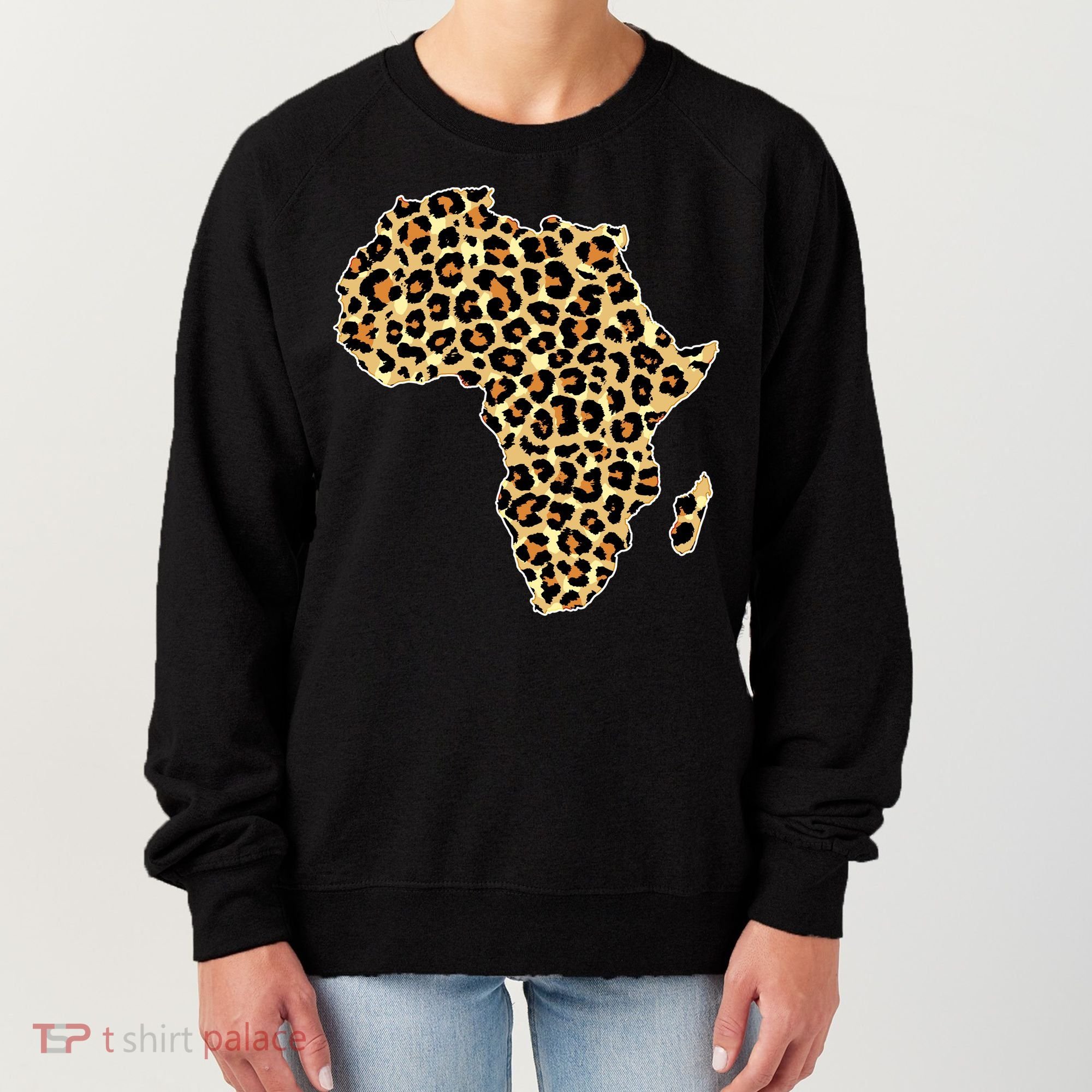 Leopard Print African Map Of Africa Women's Sweatshirt