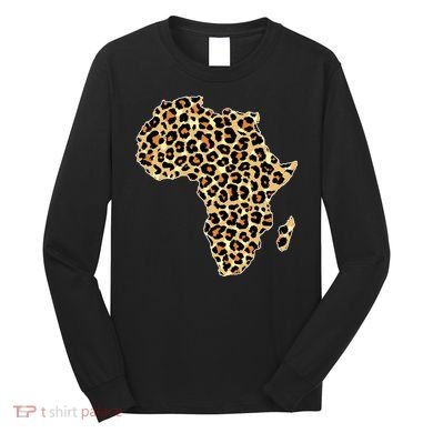 Leopard Print African Map Of Africa Long Sleeve Shirt