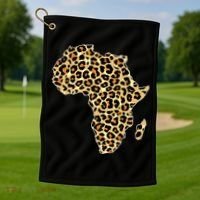 Leopard Print African Map Of Africa Golf Towel thumb 1
