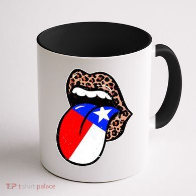 Leopard Print Lips with American Flag Coffee Mug back