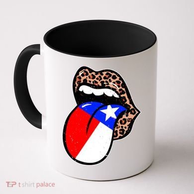 Leopard Print Lips with American Flag Coffee Mug