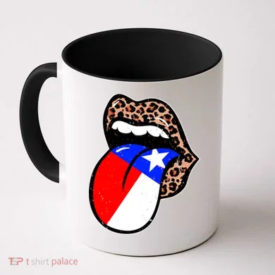 Leopard Print Lips with American Flag Coffee Mug