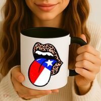 Leopard Print Lips with American Flag Coffee Mug thumb 3