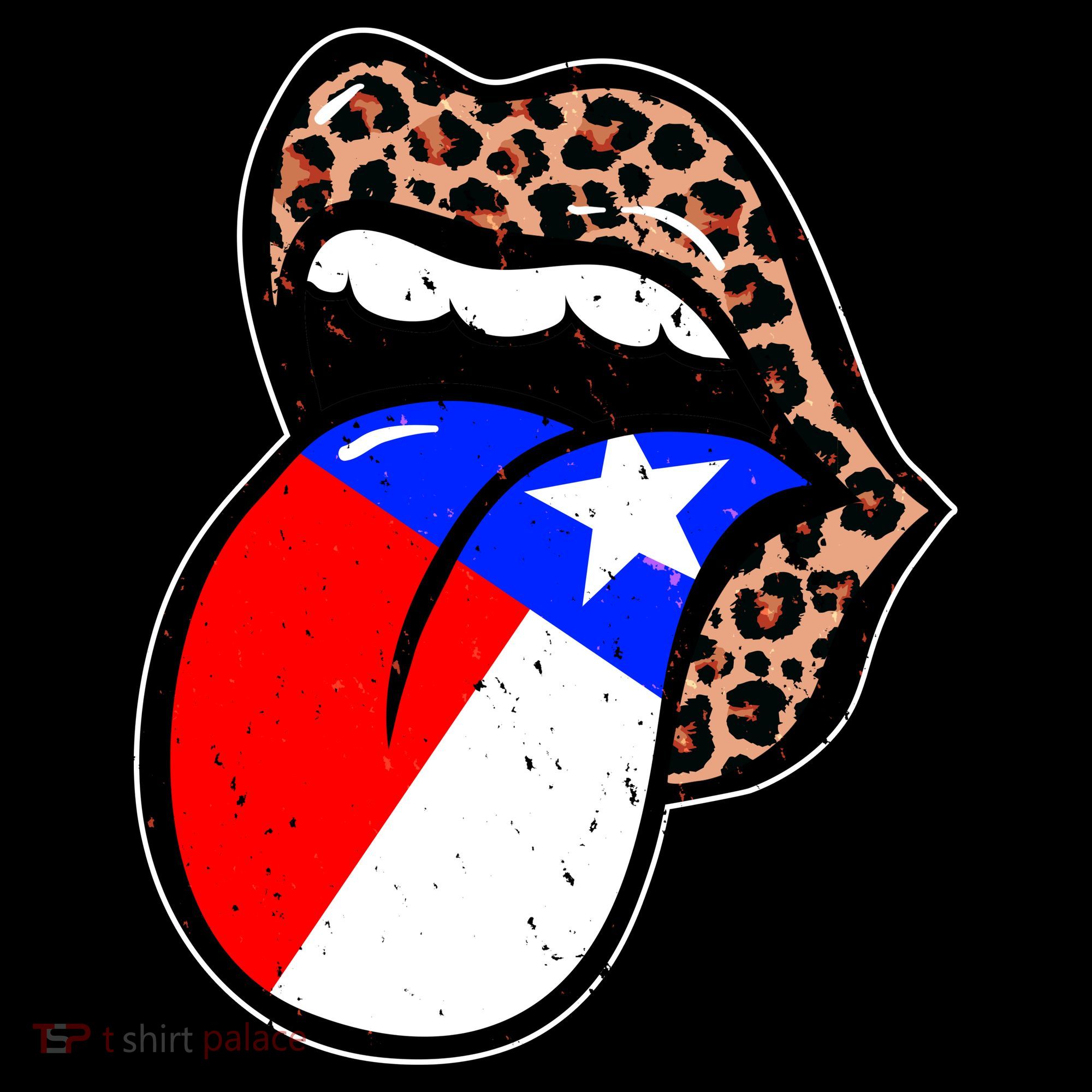 Leopard Print Lips with American Flag Coffee Mug
