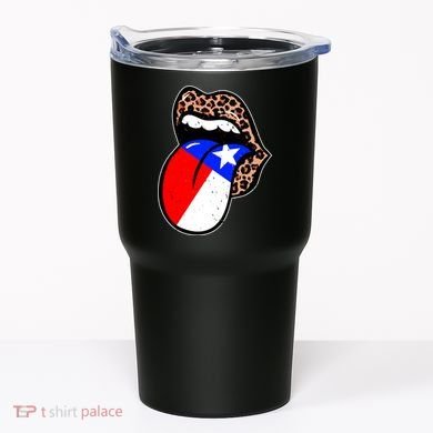 Leopard Print Lips with American Flag Tumbler