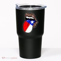 Leopard Print Lips with American Flag Tumbler thumb 0