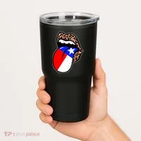 Leopard Print Lips with American Flag Tumbler thumb 2