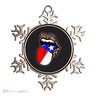 Leopard Print Lips with American Flag Ornament