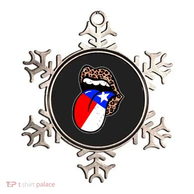 Leopard Print Lips with American Flag Ornament