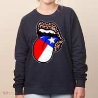 Leopard Print Lips with American Flag Women's Sweatshirt thumb 0