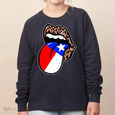 Leopard Print Lips with American Flag Women's Sweatshirt