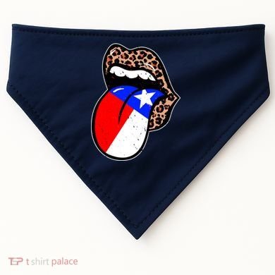 Leopard Print Lips with American Flag USA-Made Doggie Bandana