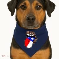 Leopard Print Lips with American Flag USA-Made Doggie Bandana thumb 1