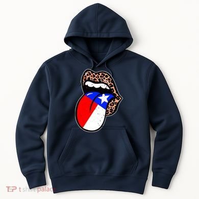 Leopard Print Lips with American Flag Hoodie
