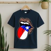 Leopard Print Lips with American Flag T-Shirt thumb 2