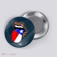 Leopard Print Lips with American Flag Button thumb 0